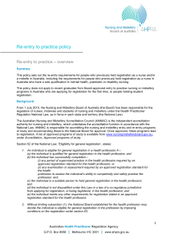 Re-entry to Practice Policy - Nursing and Midwifery Board of Australia