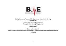 Quality Assurance Framework for Biosciences Education in Nursing