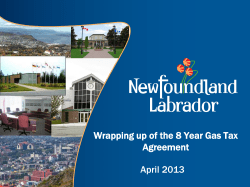 New Gas Tax Agreement - NL Department of Municipal Affairs