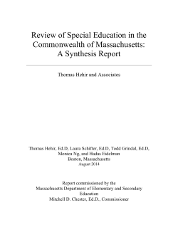 A Synthesis Report - Review of Special Education in the