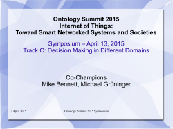 Ontology Summit 2015 Internet of Things: Toward Smart Networked