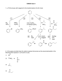 CEM252 Quiz 4 1. a. Fill the boxes with reagents