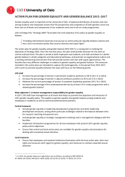 Action plan for gender equality and gender balance 2015