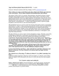 Algae and Photosynthetic Bacteria (Bi 431/531)