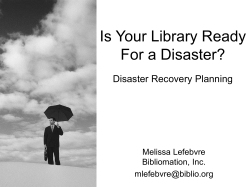 Is your Library ready for a Disaster?