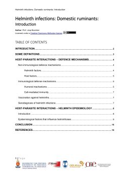 host-parasite interactions &ndash; helminth epidemiology