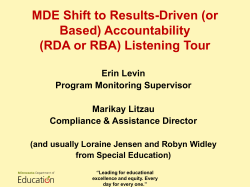 MDE Shift to Results-Driven (or Based) Accountability (RDA or RBA)