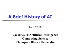 Artificial Intelligence - Computing Science, Thompson Rivers