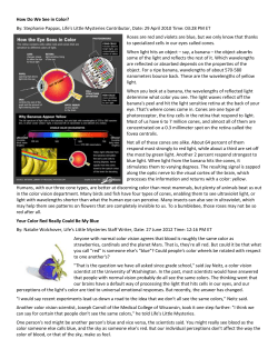 How Do We See in Color? By: Stephanie Pappas, Life`s Little