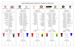men`s premier league team lists - round 4 (17 april