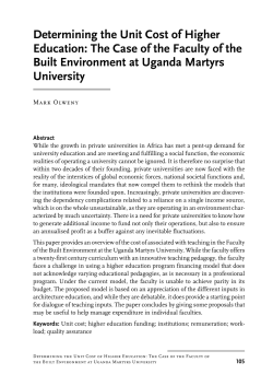 Determining the Unit Cost of Higher Education: The Case of the