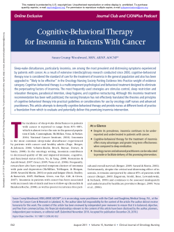 Cognitive-Behavioral Therapy for Insomnia in Patients With Cancer