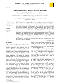 Vacuum frying foods: products, process and optimization