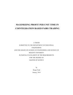 maximizing profit per unit time in cointegration based pairs trading