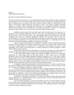 Ondol Radiant Heat in Korea