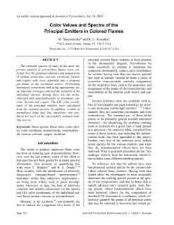 Color Values and Spectra of the Principal Emitters in Colored Flames
