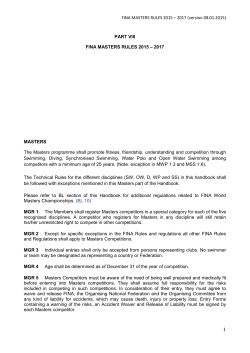 FINA MASTERS RULES 2015 &ndash; 2017 (version 08.01.2015) PART
