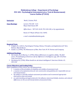 Psychological Assessment Syllabus (S`2008)