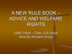 a new rule book &ndash; advice and welfare rights