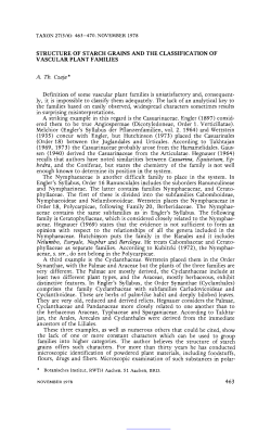 Structure of starch grains and the classification of vascular plant
