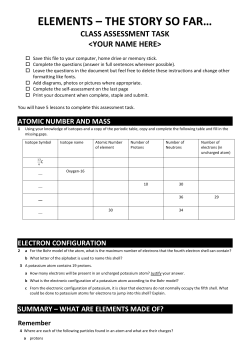 elements &ndash; the story so far&hellip; class assessment task