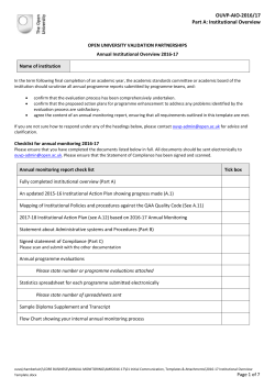 Annual Programme Evaluation