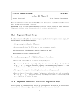 Lecture 11: March 16 11.1 Sequence Graph Setup 11.2 Expected