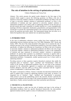 The role of intuition in the solving of optimization problems