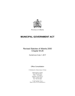 Municipal Government Act - Alberta Queen`s Printer