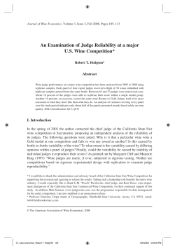 An Examination of Judge Reliability at a major U.S. Wine