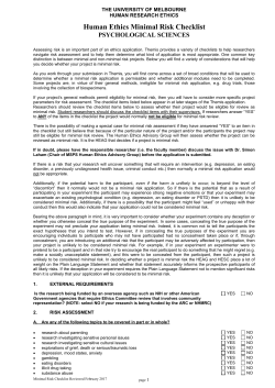Human Ethics Minimal Risk Checklist