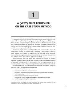 A (VERY) BRIEF REFRESHER ON THE CASE STUDY METHOD