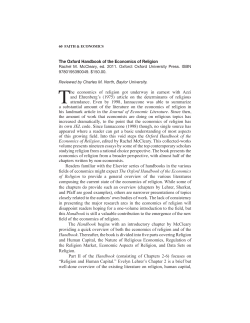 The Oxford Handbook of the Economics of Religion The economics