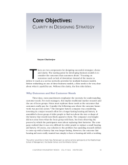 Core Objectives - William Malek |Strategy Execution