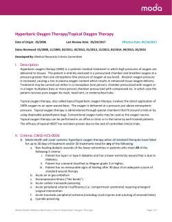 Hyperbaric Oxygen Therapy/Topical Oxygen Therapy