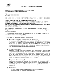 JOINING FORM FOR BACHELOR DEGREE PROGRAMMES 2017