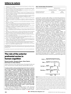 The role of the anterior prefrontal cortex in human cognition
