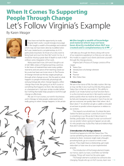 Let`s Follow Virginia`s Example