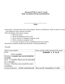 1st and 2nd Grade Math Vocabulary