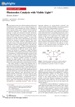 Photoredox Catalysis with Visible Light