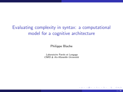 Evaluating complexity in syntax - Université catholique de Louvain