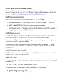 Advance May Term 2017 Registration Procedures The fee for May