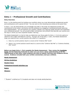 Entry 1 &ndash; Professional Growth and Contributions