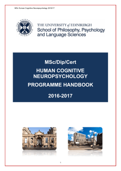 PPLS MSc Human Cognitive Neuropsychology 2016/17