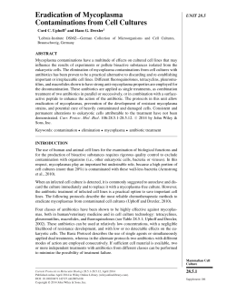 "Eradication of Mycoplasma Contaminations from Cell Cultures". In