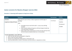 Appendix C: Casino scenarios for Mystery Shopper exercise 2016