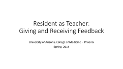 Giving and Receiving Feedback - The University of Arizona College