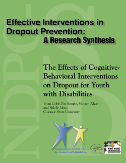 Effective Interventions in Dropout Prevention: A Research Synthesis