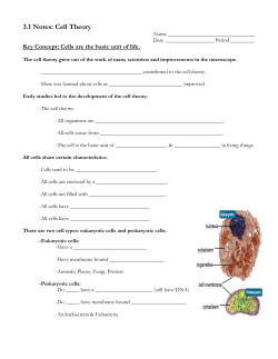 3.1 Notes: Cell Theory