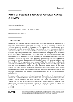Plants as Potential Sources of Pesticidal Agents: A